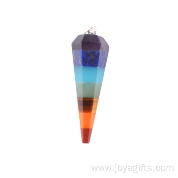 7 Chakra Hexagonal Natural Crystal Point Yoga Stone Pendants